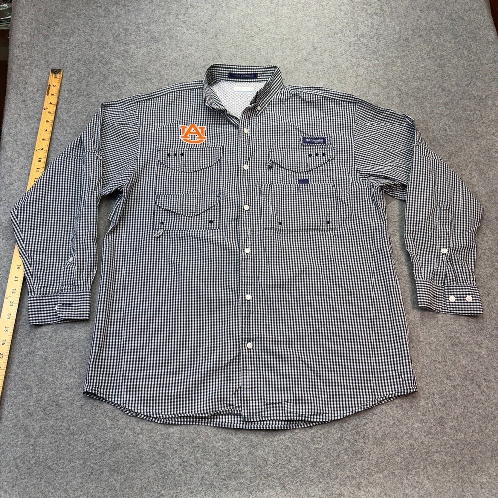 Columbia Men's‎ Fishing Shirt Super Bonehead PFG Navy/White M Auburn Tigers
